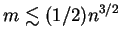 $m \lesssim (1/2)n^{3/2}$