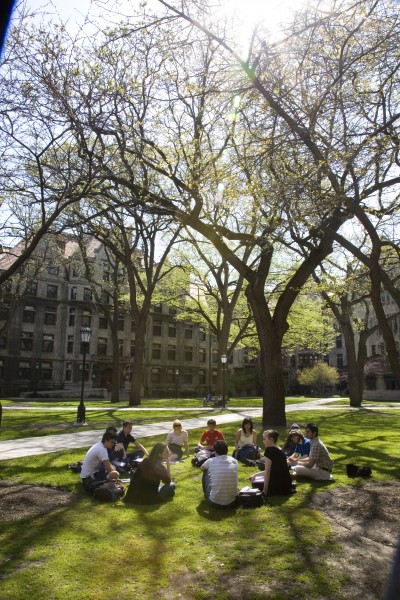 Students sitting on the quads