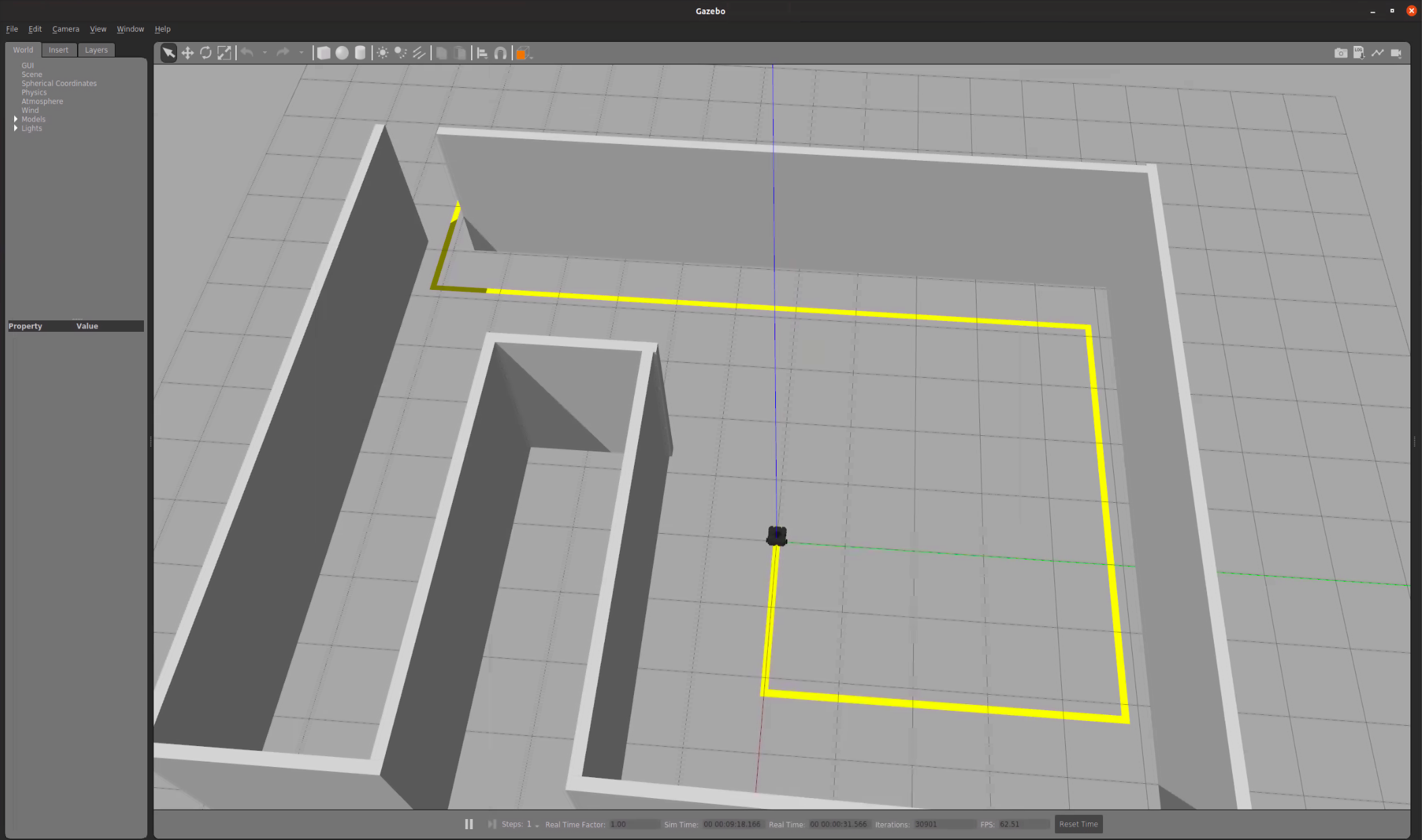 Yellow line Gazebo sim