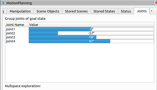 Joints tab in RViz.