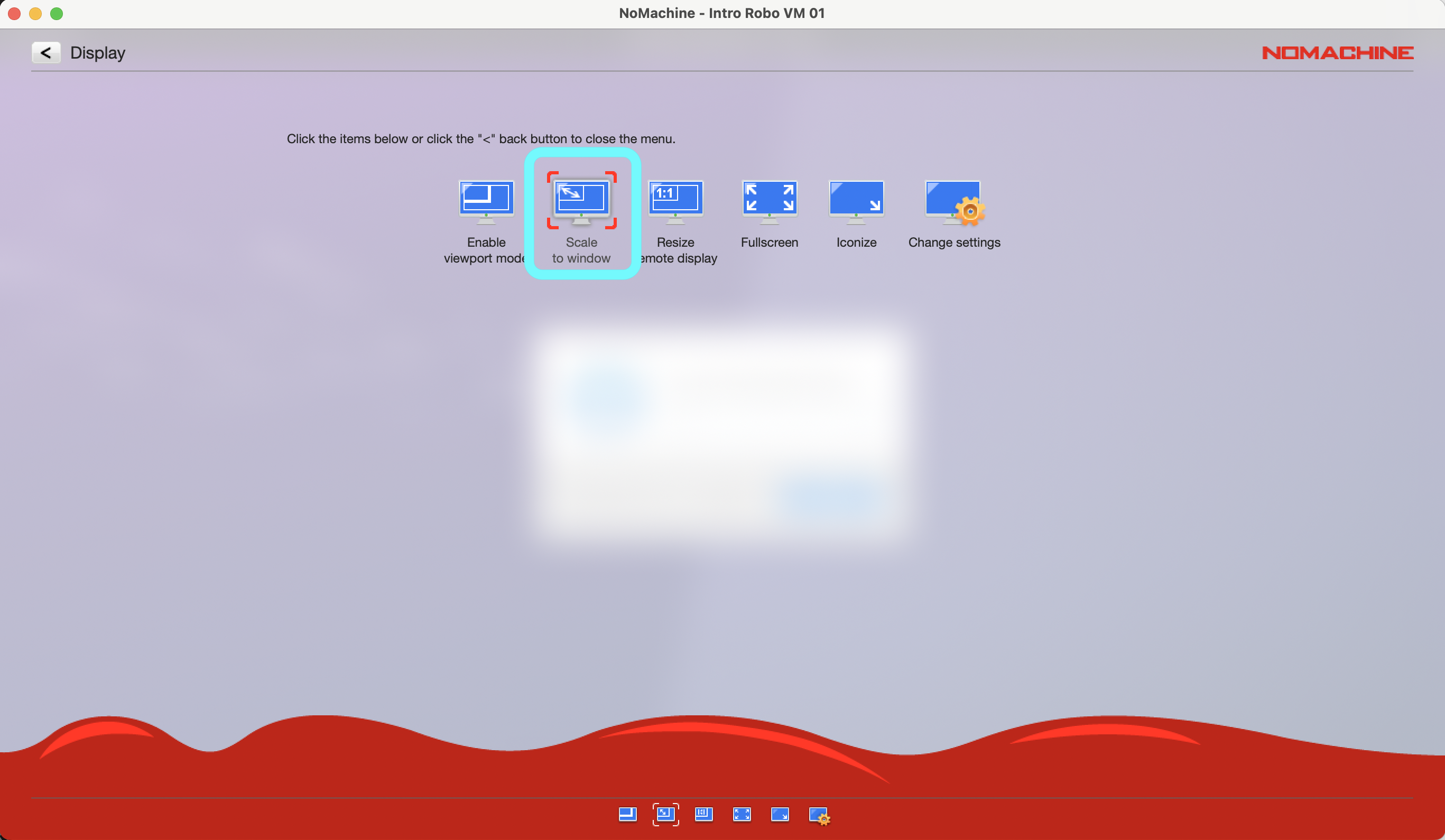 NoMachine display settings scale to window